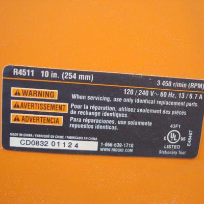 Lot 1047 - Ridgid Table Saw R4511 10'' 
