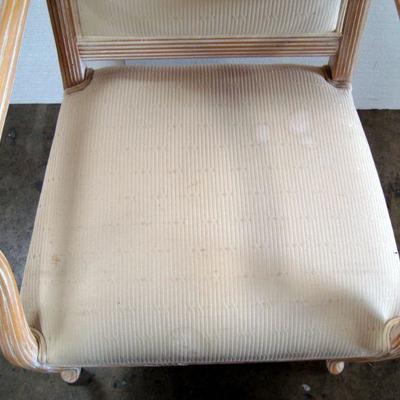 Lot 1052 - Set of 4 White Chairs with Wooden Frames 