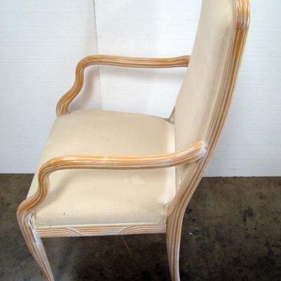 Lot 1052 - Set of 4 White Chairs with Wooden Frames 