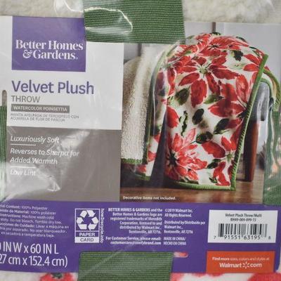 BH&G Sherpa Velvet Plush Throw Blanket, 50