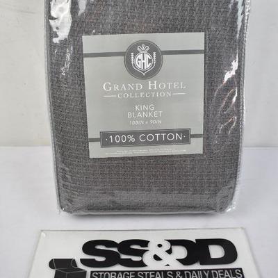 Grand Hotel King Blanket, 100% Cotton, Gray, 108