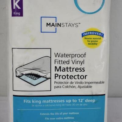 Mainstays Waterproof Fitted Vinyl Mattress Protector, King, 78