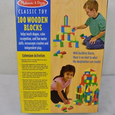 Melissa & Doug 100 Piece Wood Blocks Set, $22 Retail - New