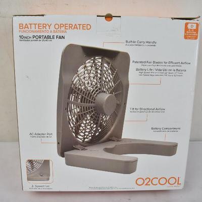 O2COOL 10 inch Battery or Electric Portable Fan, $18 Retail - New