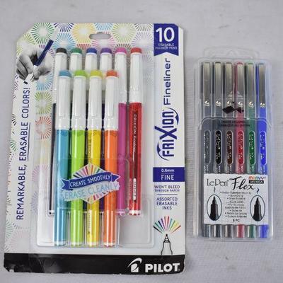 Pilot FriXion Erasable Marker Pens AND Marvy LePen Flex Sets $23 Retail - New