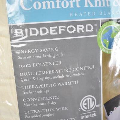 Biddeford Comfort Knit Electric Heated Blanket, Cream, Twin, $45 Retail - New
