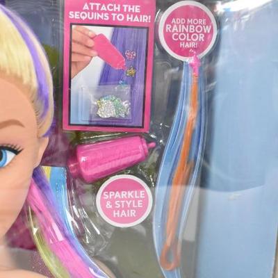 Barbie Deluxe Rainbow Styling Head - Blonde, $30 Retail - New