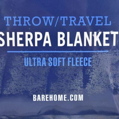 Bare Home Sherpa to Plush Throw Blanket Dark Blue, 50