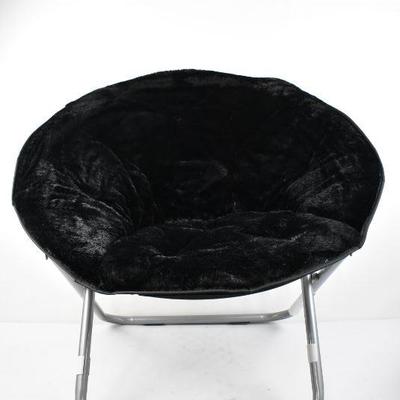 Black Mainstays Faux-Fur Saucer Chair, $30 Retail - New