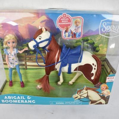 Spirit Riding Free Small Doll & Horse Set: Abigail & Boomerang, $27 Retail - New