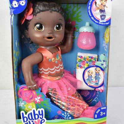 Baby Alive Shimmer N Splash Mermaid Baby Doll and 6 Extra Diapers - New