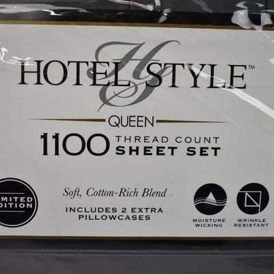 Queen Hotel Style 1100 Thread, Grey Flannel, 6 Pc Sheet Set, $24 Retail - New