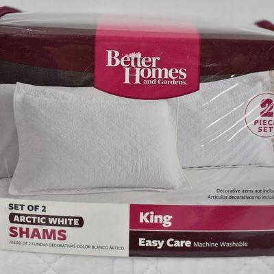 Pair of King Better Homes & Gardens Arctic White Shams, $12 Retail - New