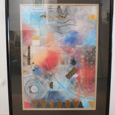 Lot 2008 - Mystery Artist Colorful Art Black Frame with Glass