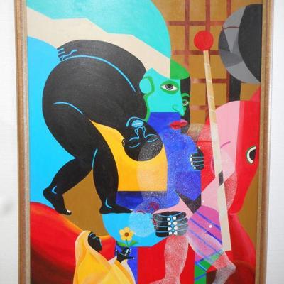 Lot 2009 - D Walker Abstract Art Oil on Canvas