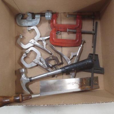 Lot 3031 - Hand Tools Lot clamps saw hammer