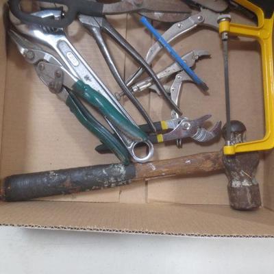 Lot 3033 - Assorted Hand Tools pliers saw ball peen hammer 