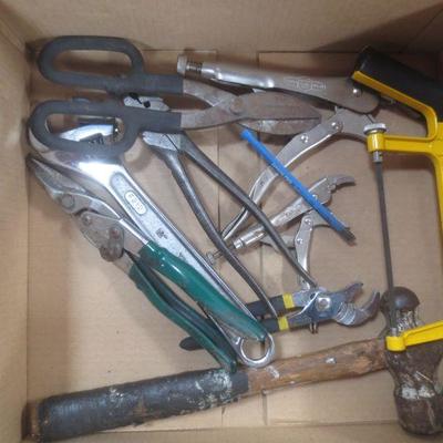 Lot 3033 - Assorted Hand Tools pliers saw ball peen hammer 