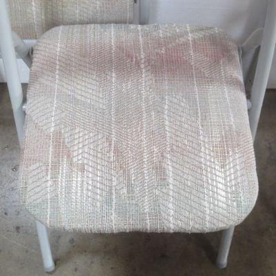 Lot 3038 - Set of four metal + cushion folding chairs