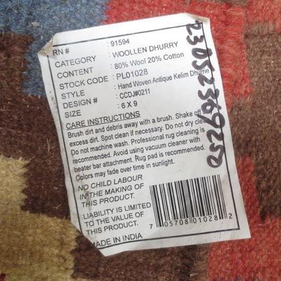 Lot 3042 - Woollen Dhurry 6' x 9' Area Rug 
