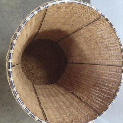 Lot 3051 - Modern Wicker + Metal Laundry Hamper 