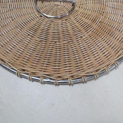 Lot 3051 - Modern Wicker + Metal Laundry Hamper 