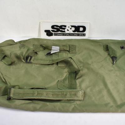 US Army Duffle Bag Backpack. Heavy Duty Green Canvas (with name)
