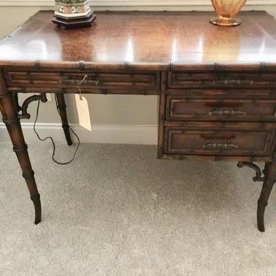 Bamboo leather top 4 drawer writing desk $650