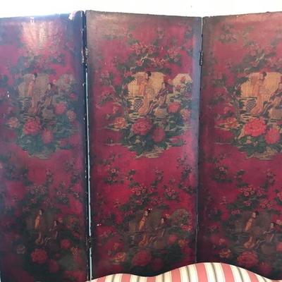 Three panel painted screen with Chinese ladies $475