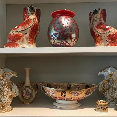 Foo Dogs $495 for pair
Vase $100 SOLD
English Imari 19th Century Nanette-Form compote $325
4 1/2 X 12