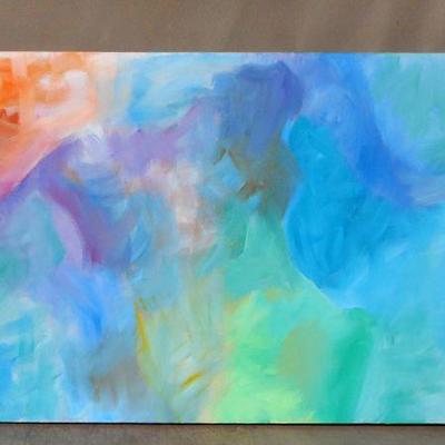 Lot 2023 - Signed Artist Abstract Piece on Canvas