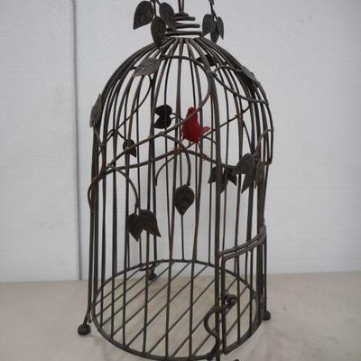 Lot 3016 - Birdcage Display Art Piece with Faux Sparrow