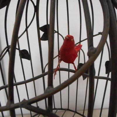 Lot 3016 - Birdcage Display Art Piece with Faux Sparrow