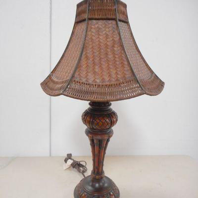 Lot 3018 - Dark Brown Wooden Table Lamp 