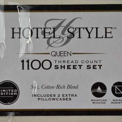 Hotel Style Queen Size Sheet Set, Cream, w/ Bonus, 1100 TC, $24 Retail - New