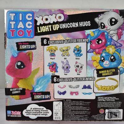 Tic Tac Toy XOXO Light Up White Unicorn Hugs & Glitter Friends, $40 Retail - New