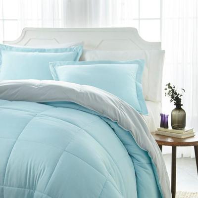 3 pc Reversible Down-Alternative Comforter, Aqua & Gray, Twin/Twin XL - New