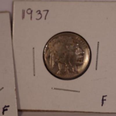 1936 S and 1937 P  Buffalo Nickels     1143 