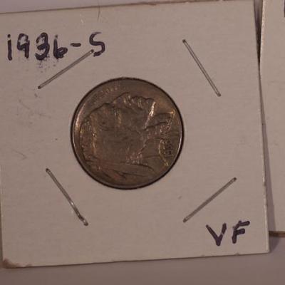 1936 S and 1937 P  Buffalo Nickels     1143 
