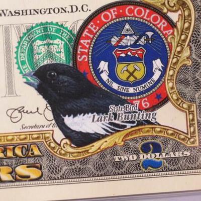 Colorized Series 2013 Colorado $2 dollar Federal Reserve Note  1141