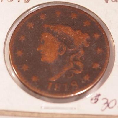 1818 Large Cent in VF condition   1129