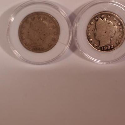 1902 and 1907 Liberty Nickel   1078