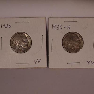 1935 S and a 1936 P Buffalo Nickel      1139