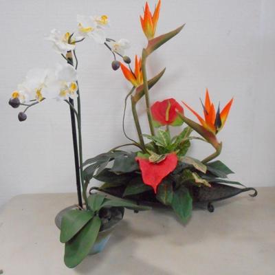 Lot 3055 - 2 Floral Arrangements Orchids + Bird of Paradise 