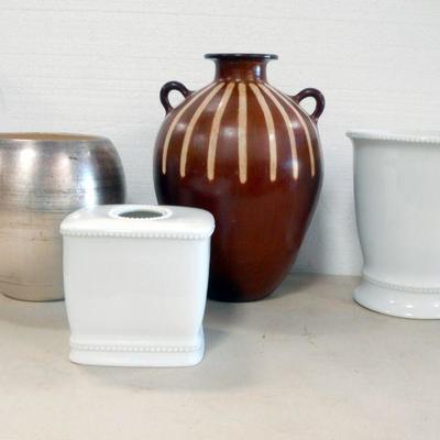 Lot 3056 - 4 Pieces of Art Pottery Vases Planters