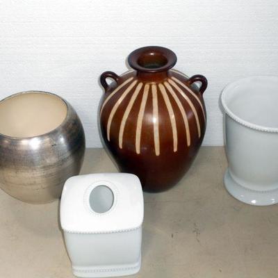 Lot 3056 - 4 Pieces of Art Pottery Vases Planters