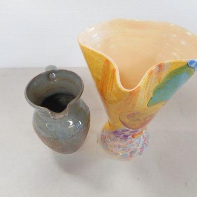 Lot 3057 - 2 Pieces of Studio art Pottery Pitcher Jug Planters