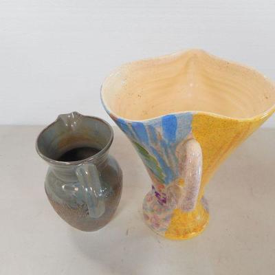 Lot 3057 - 2 Pieces of Studio art Pottery Pitcher Jug Planters