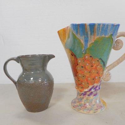 Lot 3057 - 2 Pieces of Studio art Pottery Pitcher Jug Planters