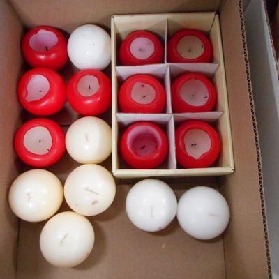 Lot 3061 - Misc lot of Assorted Candles + Metal Autumn Candle Holder
